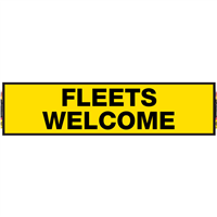 2' x 8' FullSpeed Automotive Yellow Fleets Welcome Mesh Bay Banner (single-sided)