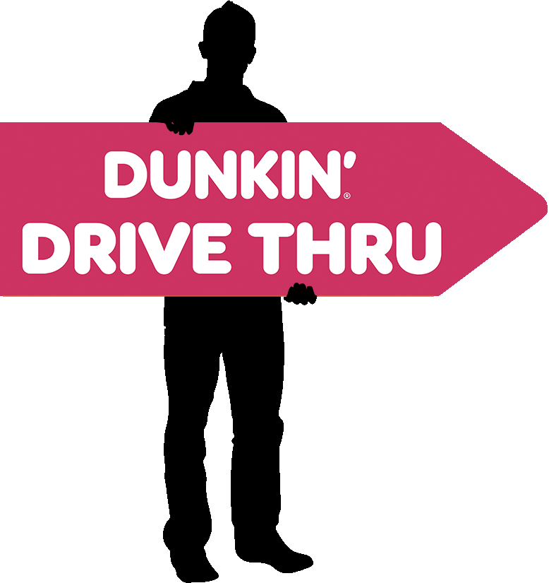 55" x 17" Dunkin' Donuts Pink Drive Thru Arrow Spinner Sign (double sided)