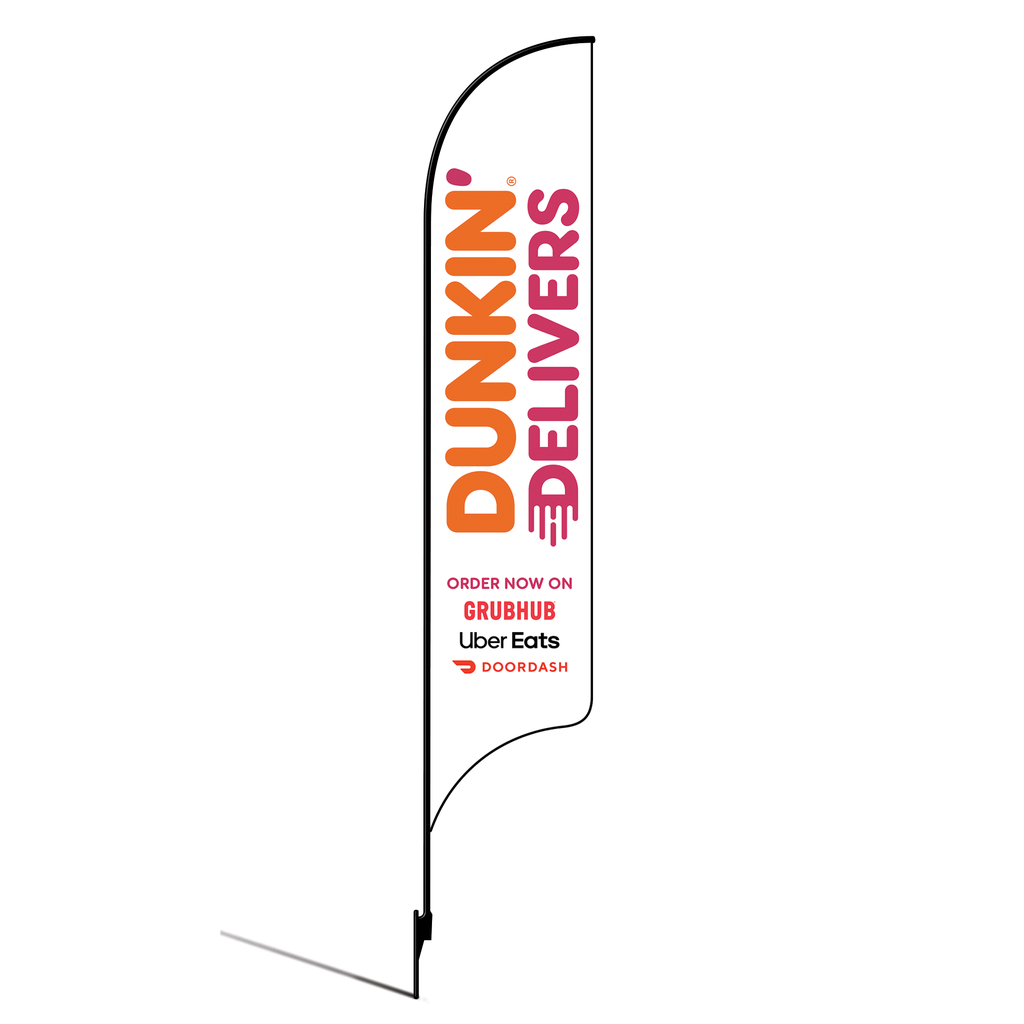 15' Dunkin' Donuts Orange Delivers GrubHub, UberEats, DoorDash AdverSail Flag Kit