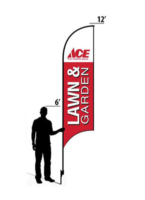 12' Ace Hardware Red Lawn & Garden AdverSail Flag