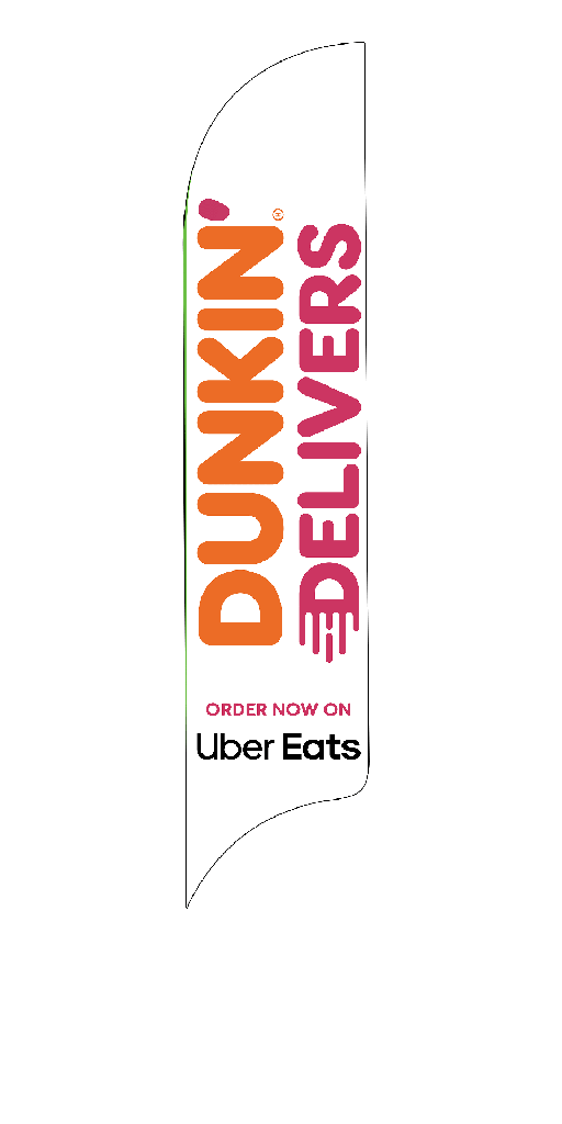 15' Dunkin' Donuts White UberEats AdverSail Flag
