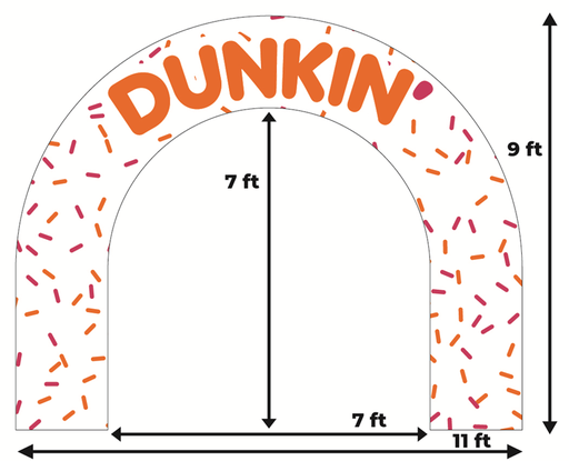 9' X 11' Dunkin' Donuts Logo Sprinkles Arch Inflatable (includes internal blower & stake kit)