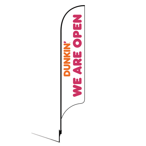 [None] 15' Dunkin' Donuts White We Are Open AdverSail Flag Kit