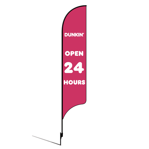 [None] 15' Dunkin' Donuts Pink Open 24 Hours AdverSail Flag Kit