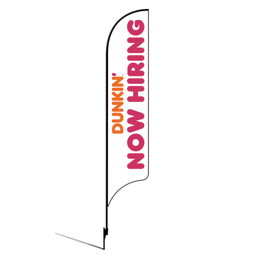 [None] 15' Dunkin' Donuts White Now Hiring AdverSail Flag Kit