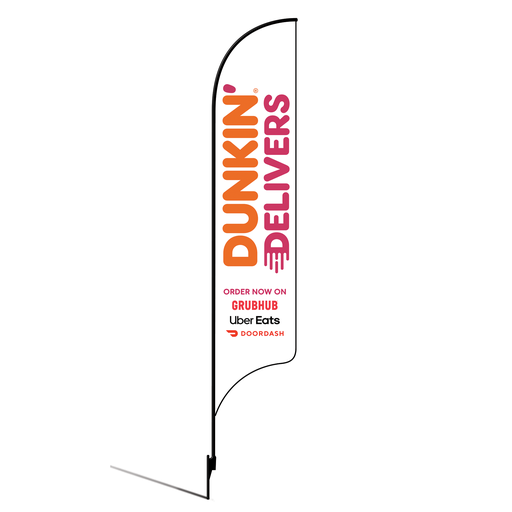 [None] 15' Dunkin' Donuts Orange Delivers GrubHub, UberEats, DoorDash AdverSail Flag Kit