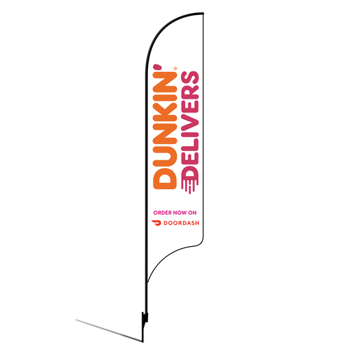[None] 15' Dunkin' Donuts White Delivers DoorDash AdverSail Flag Kit